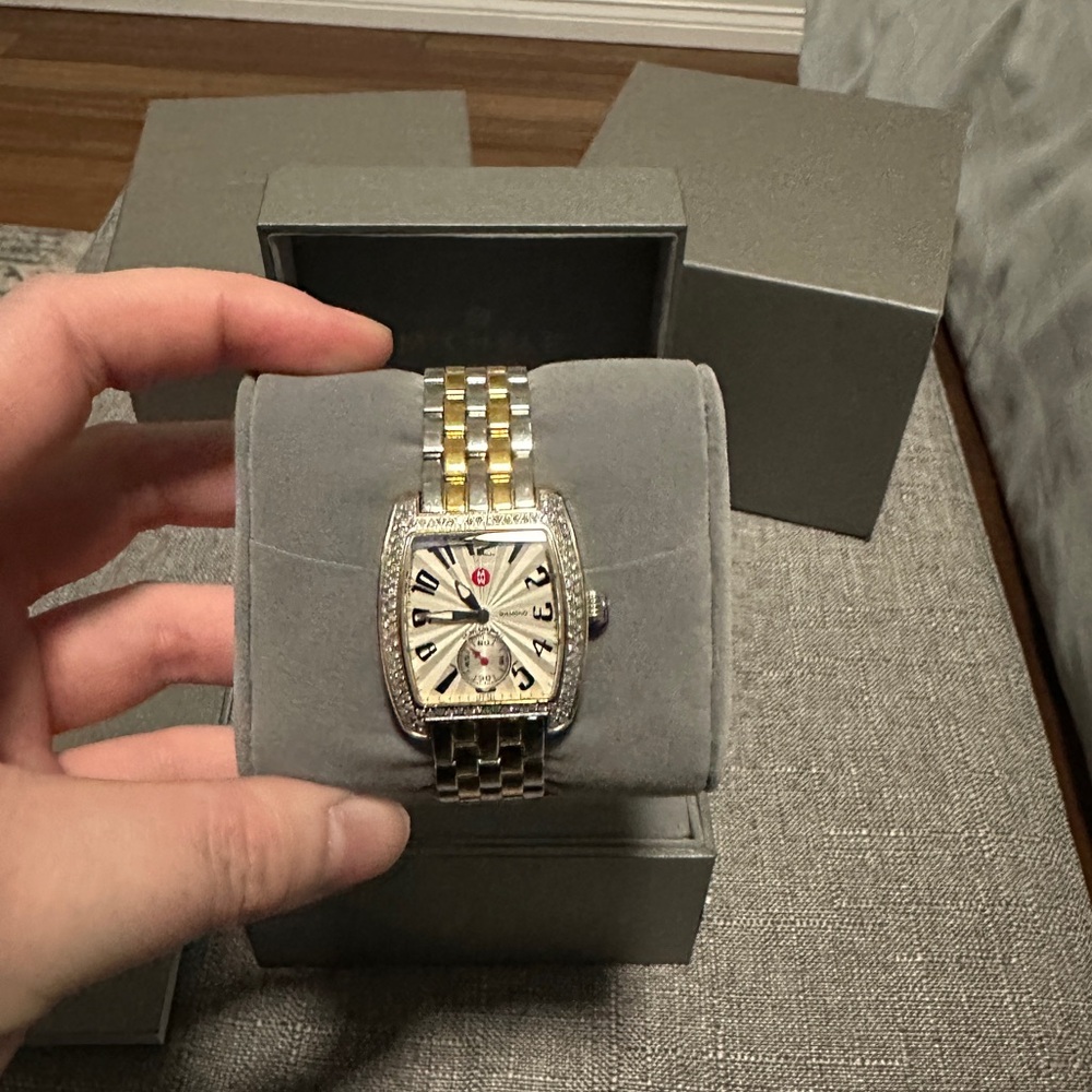 Michele Mini Urban .65 Carat Diamond Gold & Stainless Steel Watch needs battery - Picture 11 of 12